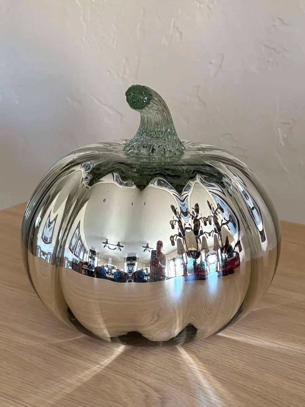 Pottery Barn Handblown Reflective Silver Mercury Glass Pumpkin Large Size NWT